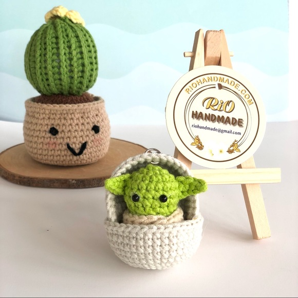 Hand Crafted Toys Pc Crochet Baby Yoda Keychain Baby Yoda Plushie